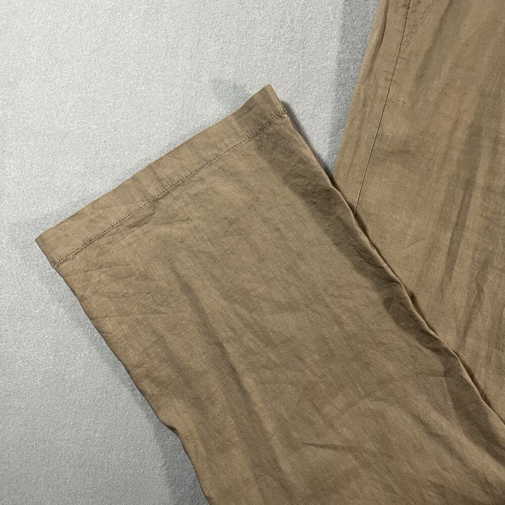 Eileen Fisher Linen Straight Leg Tan Size 12 Clasp‎ Closure Mid Rise Stretch - Picture 9 of 11